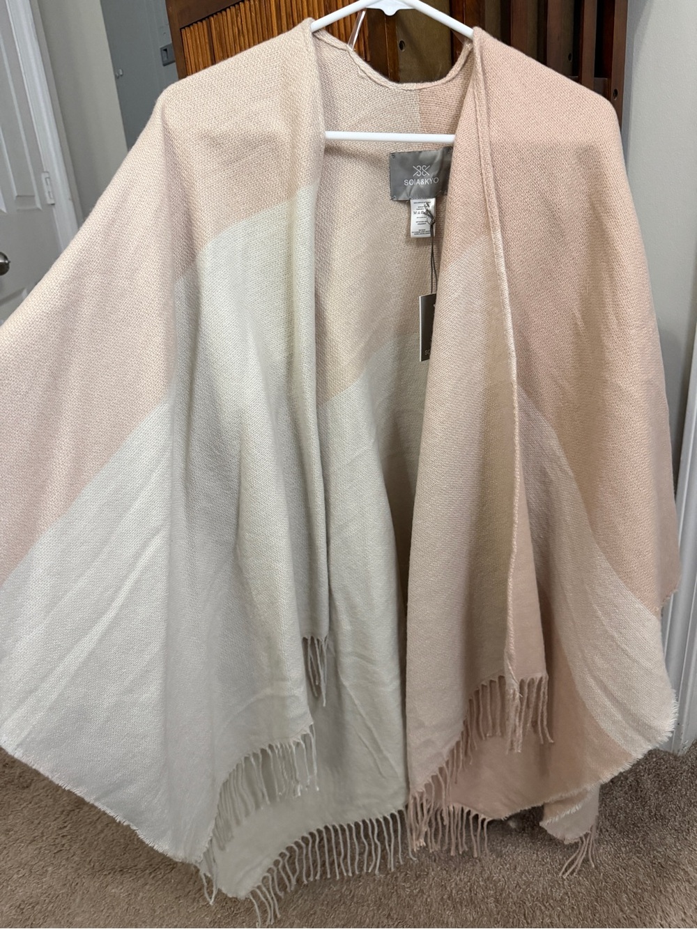 Soia & Kyo Blush and Cream Fringe Wrap